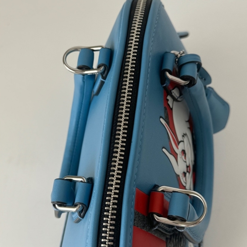 Coach RETAIL CHINA Exclusive White Rabbit Candy Collab Revel Top Handle Bag Blue - Picture 7 of 16